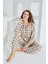 %100 Pamuk Ekose Uzun Kol Önden Düğmeli Kadın Pijama Takımı 98225 1
