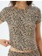 Leoparlı Crop Pijama Üstü Kısa Kollu Bisiklet Yaka 5