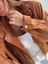 Kadın Kapüşonlu Oversize Bomber Taba Trençkot 2
