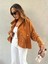 Kadın Kapüşonlu Oversize Bomber Taba Trençkot 3