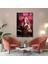 Pembe Neon Yazılar Keman Çalan Çocuk Pop Art Dikey Kanvas Tablo 1