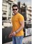Erkek %100 Pamuk Nefes Alan Bisiklet Yaka Standart Fit Normal Kesim T-Shirt - Sarı 2