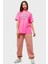 Sportswear Printed Boyfriend Loose Fit Tee Unisex Bol Kesim Unisex Tişört Pembe 4