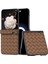 Honor Magic V Flip Brown Için Siyah Çerçeve Dokuma Dokulu Pu Kılıf (Yurt Dışından) 1