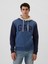 Erkek Mavi Gap Logo Colorblock Fermuarlı Fleece Sweatshirt 1