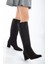 Fadiya Siyah Süet Sivri Burunlu Çekme Çizme 2