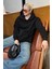 Siyah Kapüşonlu Şardonlu Oversize Cepli Sweatshirt MG2206 1
