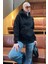 Siyah Kapüşonlu Şardonlu Oversize Cepli Sweatshirt MG2206 4