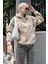 Bej Kapüşonlu Şardonlu Oversize Cepli Sweatshirt MG2206 3