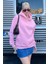 Pembe Kapüşonlu Şardonlu Oversize Cepli Sweatshirt MG2206 1