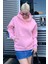 Pembe Kapüşonlu Şardonlu Oversize Cepli Sweatshirt MG2206 3