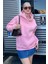 Pembe Kapüşonlu Şardonlu Oversize Cepli Sweatshirt MG2206 4