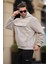 Boyalı Gri Kapüşonlu Kapaklı Cep Detaylı Polar Erkek Sweatshirt 7097 3