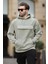 Çağla Yeşili Kapüşonlu Kapaklı Cep Detaylı Polar Erkek Sweatshirt 7097 1