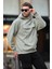 Çağla Yeşili Kapüşonlu Kapaklı Cep Detaylı Polar Erkek Sweatshirt 7097 3