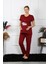 Kadın Kısa Kol Hamile Lohusa Pijama Takımı Bordo 45210 3