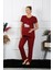 Kadın Kısa Kol Hamile Lohusa Pijama Takımı Bordo 45210 4