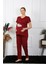 Kadın Kısa Kol Hamile Lohusa Pijama Takımı Bordo 45210 5