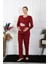 Kadın Uzun Kol Hamile Lohusa Pijama Takımı Bordo 45501 2
