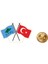 Göktürk ve Türk Bayrağı Görselli Yaka Rozeti 1 Adet 1