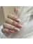 Kadın Pembe Altın Varak Küt Jel 3D Nail Art Baskılı Design Takma Tırnak 2