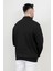 Erkek Siyah Renk Yarım Fermuarlı Diagonel Çelikli Sweat - 5470 5