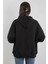 Oversize Kadın Kapüşonlu Sweatshirt Yarım Çıtçıt Kapama Kanguru Cep Siyah Hoodie - 2591 2