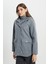 Regular Fit Normal Kesim Kapüşonlu Gri Parka Ceket 3