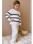 Sarmal Çizgi Detaylı 2 Li Triko takım - Kremlacivert 1