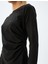 Uzun Kollu Mini Elbise Drape Detaylı Yuvarlak Yaka Slim Fit Krep Scuba Kumaş 5