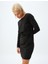 Uzun Kollu Mini Elbise Drape Detaylı Yuvarlak Yaka Slim Fit Krep Scuba Kumaş 2