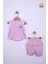 Babyhola %100 Pamuk Kız Bebek Papatya Nakışlı Kolları Güpürlü Şortlu Takım 3662 1