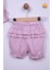 Babyhola %100 Pamuk Kız Bebek Papatya Nakışlı Kolları Güpürlü Şortlu Takım 3662 5