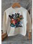 Ekru Renk Üzerine Baskılı,3 Ip Şardonlu Unisex Çocuk Sweatshirt 1