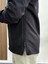 Erkek Slim Fit Krinkıl Kumaş Kanguru Cepli Yarım Fermuarlı Yağmurluk Mont Siyah Edw077 4