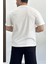 Erkek Oversize Pamuk Baskılı T-Shirt Beyaz EDW154 2