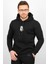 Üç Iplik Şardonlu Baskılı Kapüşonlu Sweatshirt Siyah EDW179 1
