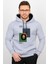 Üç Iplik Şardonlu Baskılı Kapüşonlu Sweatshirt Gri EDW181 1