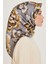 Armine İpek Eşarp 2025 Kış - 9234-32 Gri Sarı Twill 3