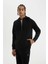 Slim Fit Fermuarlı Skuba Dalgıç Kumaş Hırka Black 1