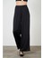 Pile Detaylı Saten Pantolon-Siyah 4