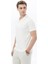 Beyaz Jakarlı Küba Yaka Pamuk Karışımlı T-Shirt 5