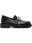 Kadın Siyah Toka Detaylı Deri Maskülen Loafer 24WFD200922 1