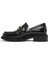 Kadın Siyah Toka Detaylı Deri Maskülen Loafer 24WFD200922 2