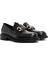 Kadın Siyah Toka Detaylı Deri Maskülen Loafer 24WFD200922 3