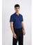 Slim Fit Polo Yaka Basic Kısa Kollu Pamuklu Tişört Çivit Mavisi 1