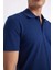 Slim Fit Polo Yaka Basic Kısa Kollu Pamuklu Tişört Çivit Mavisi 4