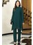 Umay Şifon Tunik Pantolon Ikili Tesettür Takım Zümrüt 1