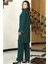 Umay Şifon Tunik Pantolon Ikili Tesettür Takım Zümrüt 3