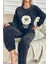 Desenli Tam Peluş Kışlık Yılbaşı Kadın Pijama Takımı 4